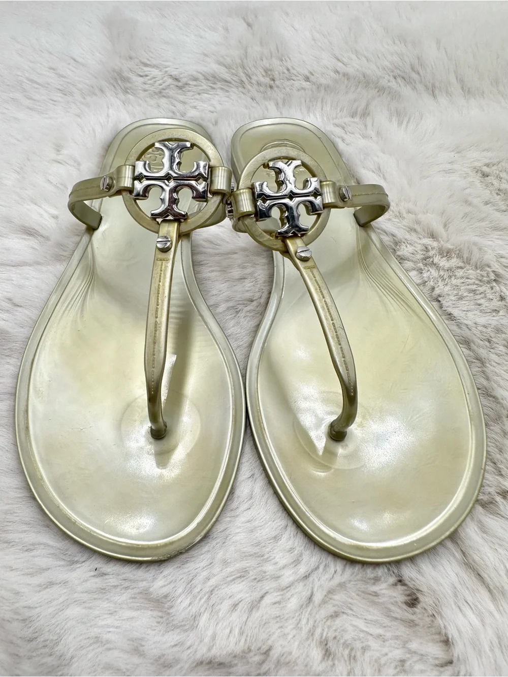 Tory Burch Sandals Gold Miller Jelly size 8 - Picture 4 of 9